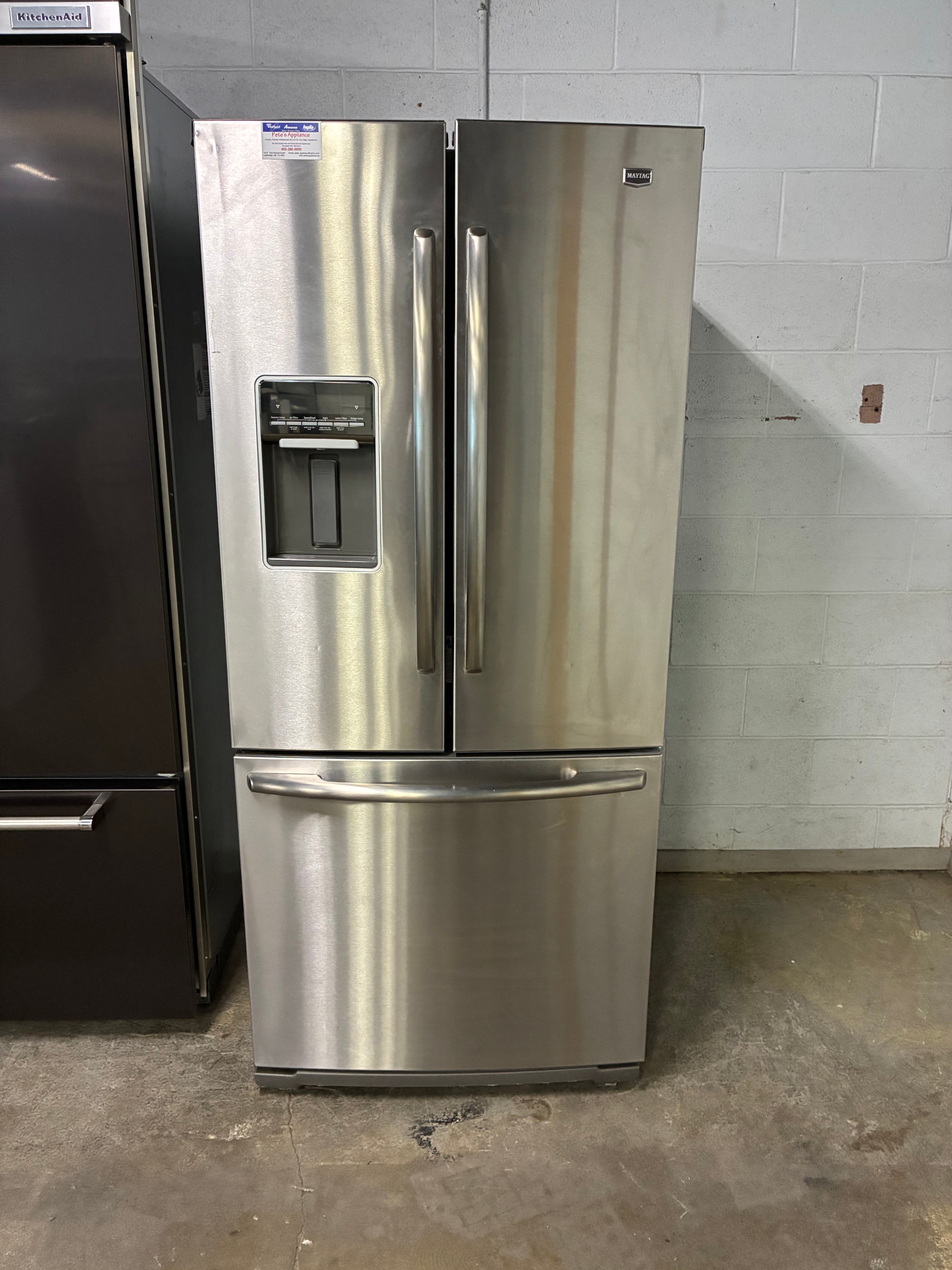Maytag Refrigerator Stainless Steel French Doors with Water Dispenser & Ice Maker