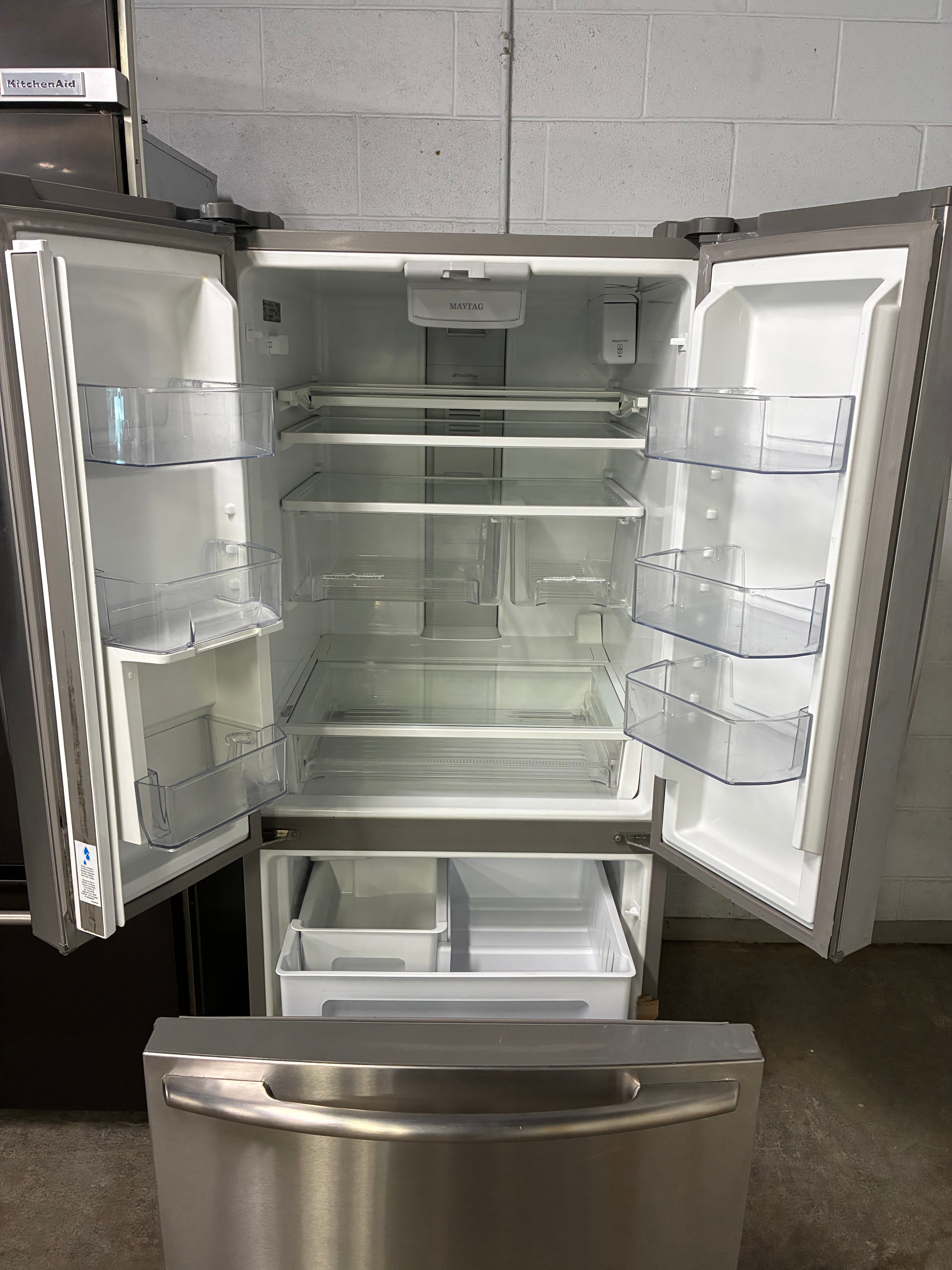 Maytag Refrigerator Stainless Steel French Doors with Water Dispenser & Ice Maker